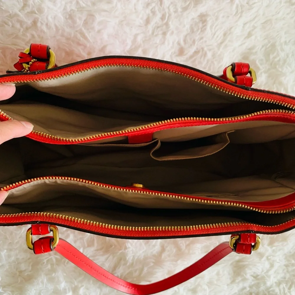 COACH Leather Peyton Double Zip CarryAll Handbag - Picture 9 of 16